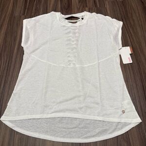 NWT shape women sz XL sheer loose fit white linen blend